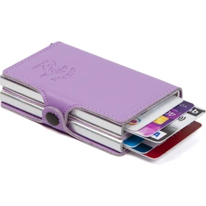 Newish Polo Lila Deri Otomatik Kart Çekim Önleyici Alüminyum Çift Mekanizmalı Kartlık Ve Cüzdan newpolo027