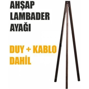 Tripod Ayak Ahşap Lambader Ayağı Tesisatlı LY625