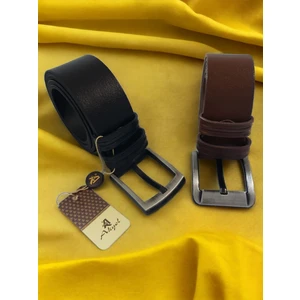 Çapa Collection Akyol 100 % 100 Deri Erkek Düz Siyah ve Kahve Kot Kemer2 Li Kombin