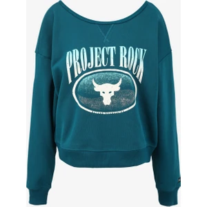 Under Armour 1382705-449 Pjt Rck Hw Terry Ls Q1 Petrol Kadın Bisiklet Yaka Oversize Baskılı Sweatshirt