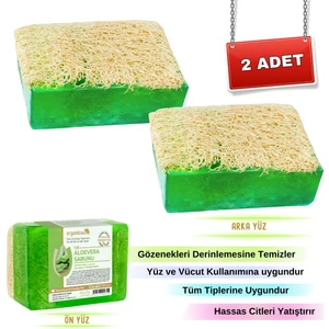Doğal Kabak Lifli Aloe Vera Sabunu 120 gr x 2 Adet Tüm Cilt Tipleri Için B ve E Vitaminli