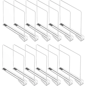 12 Adet Temizle Pet Raf Bölücüler Dolap Şeffaf Dolap Raf Bölücü Organizatör Yatak Odası, Ofis Için (Yurt Dışından)