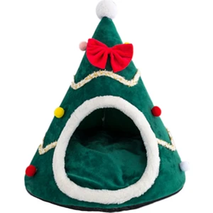 Kedi Yatağı Kedi Çadır Evi Noel Ağacı Kedi Evi Yatak Uyumlu Masa Yumuşak Yarı Kapalı Üç Köşeli Kedi Yatağı Pet Çadır Evi (Yurt Dışından)