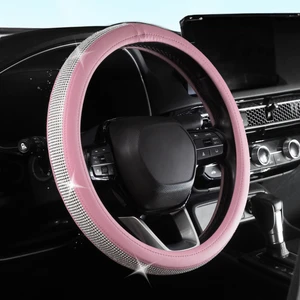 Gümüş Taşlı Geçmeli Direksiyon Kılıfı - Pudra/açık Pembe