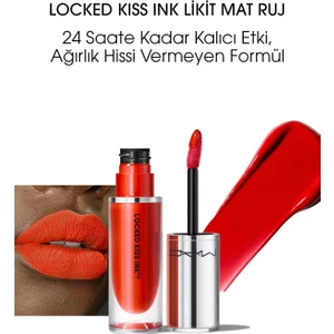 MAC Locked Kiss Ink 24 Saate Kadar Kalıcı Suya Dayanıklı Likit Mat Ruj - Gutsy - 4ml - 773602646166