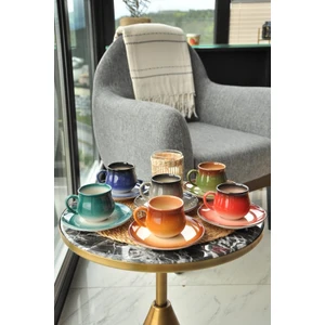 M'art Home Çınaraltı Renkli 6 Lı Kahve Fincan Takımı 150 ml