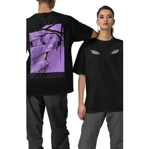 Fuddy Moda Unisex Naruto Uchiha Madara Sırt Baskılı Tişört, Oversize Ön Arka Anime Baskılı Tshirt