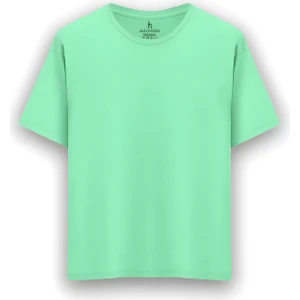 Alex Rosen 100% Pamuk Suprem Oversize Baskısız Bisiklet Yaka Yeşil T-Shirt