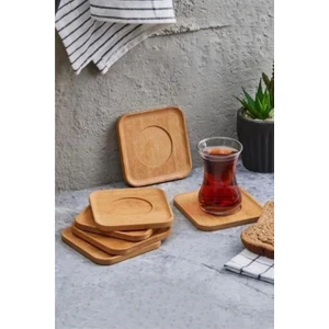 MEN370 Kare Bambu Çay Tabağı 6 Lı