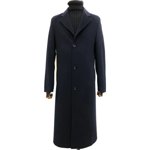 Şan 1080 Model Erkek Lacivert Ceket Yaka Uzun Palto