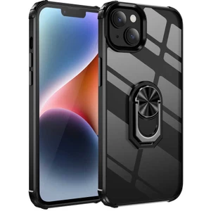 Apple iPhone 14 Kılıf Silikon Kenarlı Yüzüklü Manyetik Mola Telefon Kılıfı