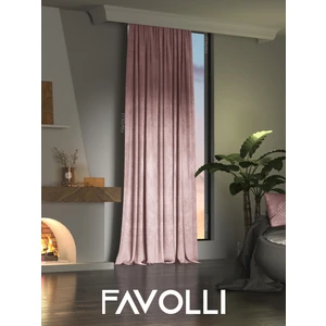 Kadife Dokulu Açık Pembe Ada Fon Perde Ekstrafor Büzgülü Dream Series