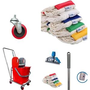MCK Plus Tek Kovalı Krom Temizlik Arabası ve Paspas Arabası Temizlik Seti Plastik + Islak Mop Seti.