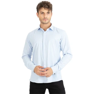 Marcio Moro Erkek Açik Mavi  Klasik Italyan Yaka Uzun Kol Hediye Kutulu Gömlek