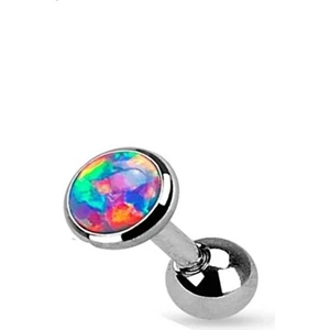 Beyaz Opal Taşı Cerrahi Çelik Tragus Helix Piercing Küpe Bir Adet 6 mm