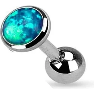Beyaz Opal Taşı Cerrahi Çelik Tragus Helix Piercing Küpe Bir Adet 6 mm