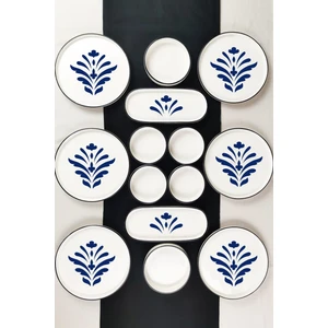 Handmade Kobalt Lacivert Kahvaltı Takımı 6 Kişilik 14 Parça