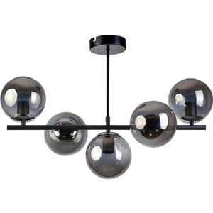 Roma Modern Tasarım Salon Yemek Odası Mutfak Siyah Renk Füme Camlı Sıralı 5 Li Avize