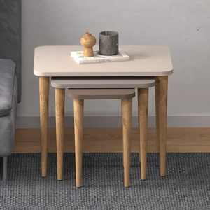 Monte Sehpa Letto Zigon Sehpa Beyaz Cappuccino Kahve