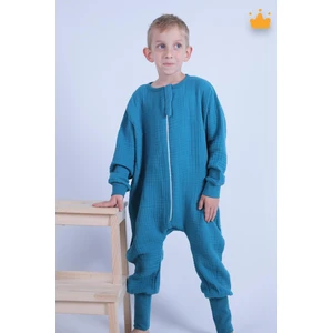 2-8 Yaş 1 Tog 4 Katlı Müslin Çocuk Uyku Tulumu Unisex Uzun Kollu Uyku Tulumu