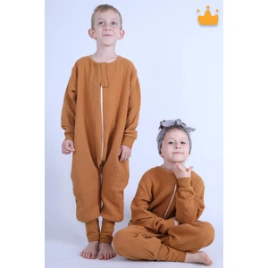 2-8 Yaş 1 Tog 4 Katlı Müslin Çocuk Uyku Tulumu Unisex Uzun Kollu Uyku Tulumu