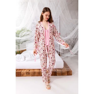 Kutulu Çeyizlik Zen Pijama Seti - Exclusive 3 Parça Ipeksi Sabahlıklı Kadın Pijama Takımı