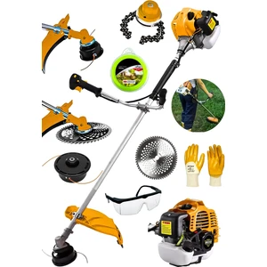 Alman 14 Hp Tam Profesyonel Yan Tipi Benzinli Tırpan Ot Çalı Çim Biçme Makinesi + Canavar Başlık