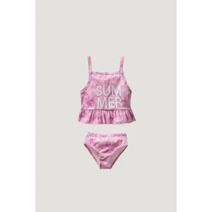 Summer Desenli Pembe Kız Çocuk Bikini