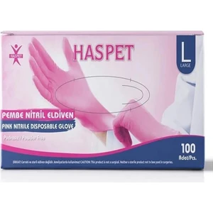 Aba Nails Pudrasız Pembe Nitril Eldiven Large Haspet 100LÜ