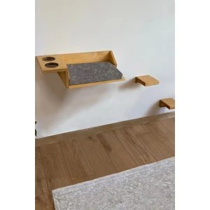 kedi yatağı kedi duvar hamağı ve mama kabı kedi ahşap hamak kedi mama ve su kabı margherita modeli