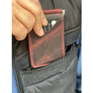 MAT DERİ  Deri Para Klipsli Cüzdan & Kartlık El Dikişli Slim Kartlık