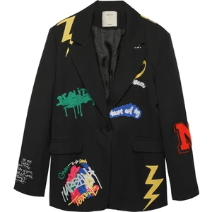 Nakış Detaylı Blazer Ceket Siyah