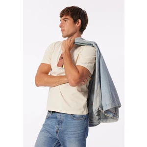 Jack & Jones Bisiklet Yaka Krem Erkek T-Shirt Jormarbella Brandıng Tee Ss Crew Ne