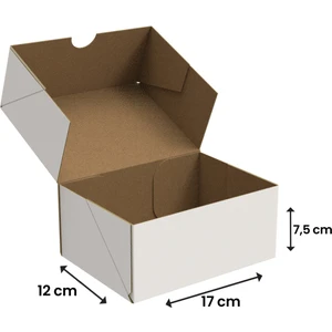 17X12,5X7,5 - Beyaz Kesimli Karton Kutu - Internet ve Kargo Kutusu - 25 Adet