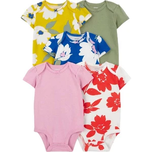 Layette Kız Bebek 5'li Kısa Kollu Body Renkli Çiçekler