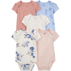 Layette Kız Bebek 5'li Kısa Kollu Body Mavi Çiçekli