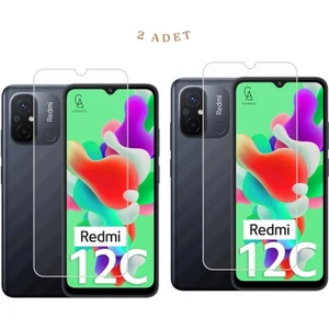 Xiaomi Redmi 12C ile Uyumlu Ekran Koruyucu Şeffaf Temperli Kırılmaz Cam Ekran Koruyucu 2 Adet