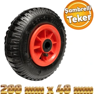 El Arabası Yük Taşıma Arabası Tekeri Burçlu Şişme Şambelli Iç Lastikli Teker 200X40 mm Plastik Jant