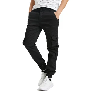 Slim Fit None Denim Yanı Körüklü Cepli, Düğmeli, Paça Lastikli Esnek Kumaş Erkek Kargo Pantolon