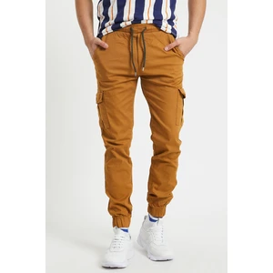 Slim Fit None Denim Paçaları Lastikli Esnek Kumaş Erkek Kargo Pantolon