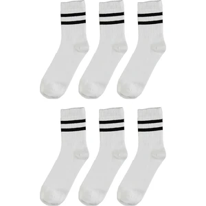 Trick or Treat 6'lı Paket Pamuklu Çizgili Yarım Konç Erkek - Kadın Çorap