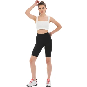 Yüksek Bel Toparlayıcı Kısa Şort Spor Fitilli Biker Tayt