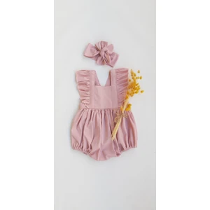 İkoko Kids Kız Bebek Mavi Ayarlanabilir Askılı Romper Takım