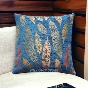 Pillows Store Yaprak Desenli Açık Mavi Kırlent Kılıfı 45CM*45CM