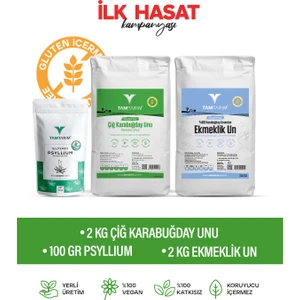 Tam Tarım Glutensiz Çiğ Karabuğday Unu 2 kg + Glutensiz Ekmeklik Un 2 kg + Organik Karnıyarık Otu Tozu 100 gr