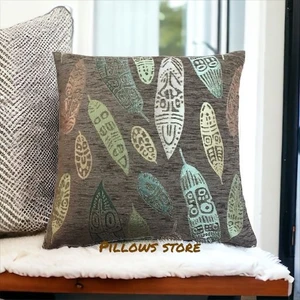 Pillows Store Yaprak Desenli Kahverengi Kırlent Kılıfı 45CM*45CM