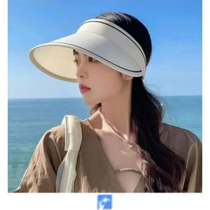 Kardelen Butik Denizli Uv Korumalı Katlanabilir Koruyucu Güneş Şapkası Kirli Beyaz