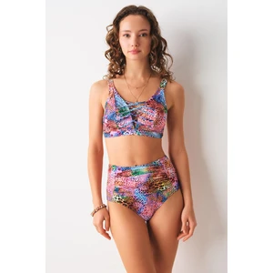 Pierre Cardin Bardot Yüksek Bel Bikini Tek Alt Leopar 239205-D