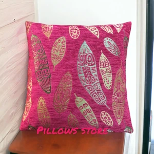 Pillows Store Yaprak Desenli Pembe Kırlent Kılıfı 45CM*45CM