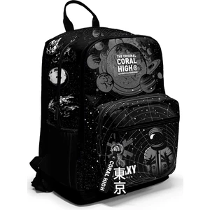 Coral High Siyah Galaxy Desenli Dört Bölmeli Okul Sırt Çantası 23644